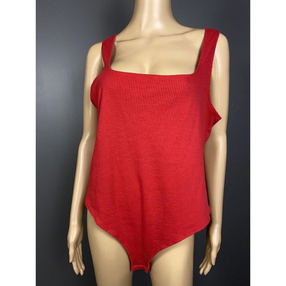 H&M Red Ribbed Sleeveless Blouse